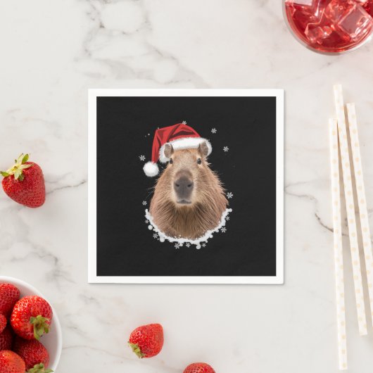 Grappige capybara kerst servet (Insitu)