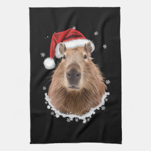 Grappige capybara kerst theedoek