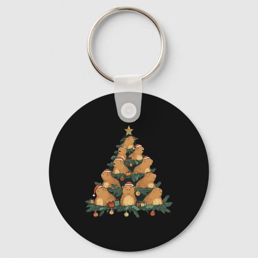 Grappige Capybara kerstboom Sleutelhanger (Voorkant)