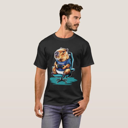 Grappige Capybara knaagdier & Video Games liefhebb T-shirt (Voorkant volledig)