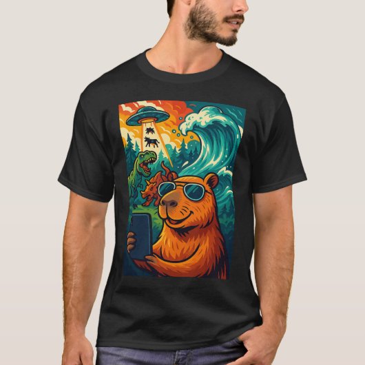 Grappige Capybara Meme Selfie Cartoon T-shirt (Voorkant)