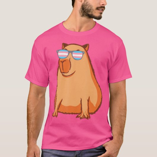 Grappige Capybara met bril Transgender Flag Capby T-shirt (Voorkant)