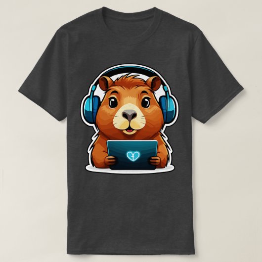 Grappige Capybara met Computer T-shirt (Design voorkant)