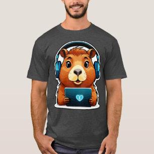 Grappige Capybara met Computer T-shirt