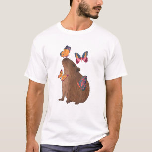 Grappige Capybara met Vlinder – Knagend Cute Dier T-shirt