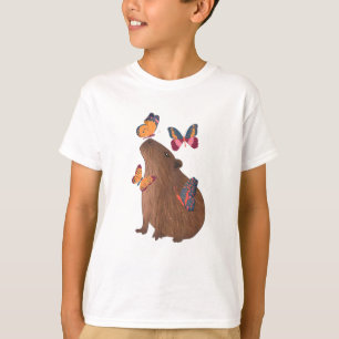 Grappige Capybara met Vlinder – Knagend Dier Dier T-shirt