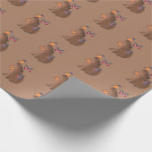 Grappige Capybara met Vlinder – Knagend Dier is Cu Cadeaupapier (Hoek)