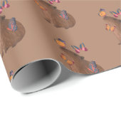 Grappige Capybara met Vlinder – Knagend Dier is Cu Cadeaupapier (Rol Hoek)