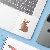Grappige Capybara met Vlinder – Knagend Dier is Cu Sticker (Laptop met iPhone)