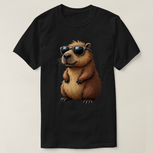 Grappige Capybara met zonnebril op T-shirt (Design voorkant)
