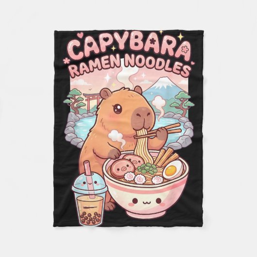 Grappige capybara noedel ramen kawaii capybara die fleece deken (Voorkant)