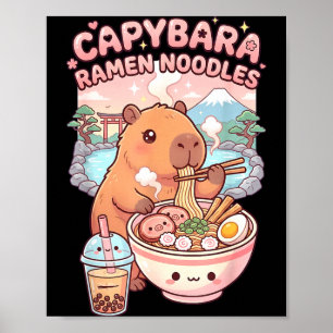 Grappige capybara noedel ramen kawaii capybara ete poster