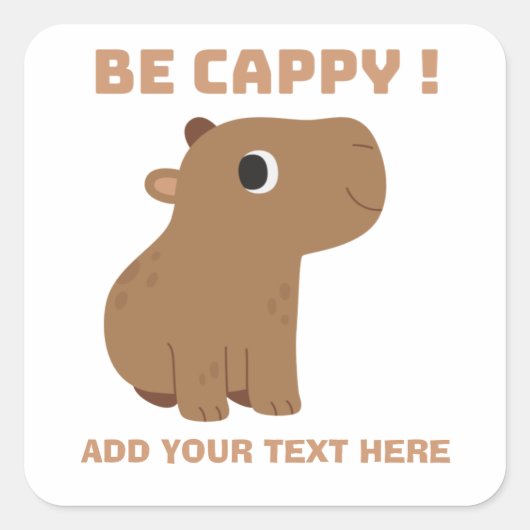 Grappige Capybara op Maat Vierkante Sticker (Voorkant)