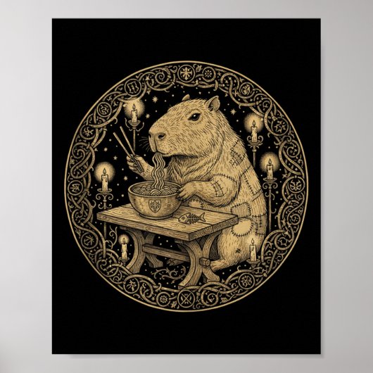 Grappige Capybara Oude Wereld Middeleeuwse Ramen F Poster (Voorkant)