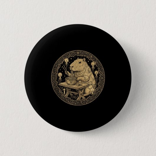 Grappige Capybara Oude Wereld Middeleeuwse Ramen F Ronde Button 5,7 Cm (Voorkant)