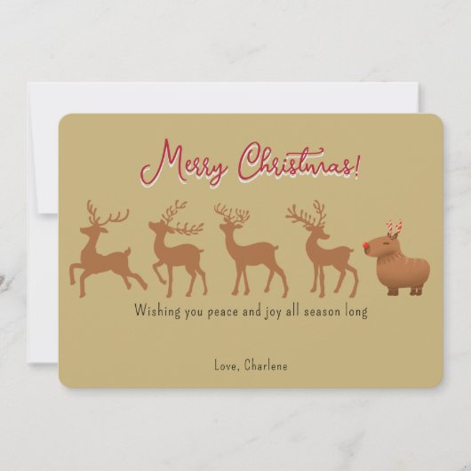 Grappige Capybara rendieren gouden kerst Kaarten (Voorkant)