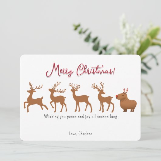 Grappige Capybara rendieren kerst Kaarten (Staand voorkant)