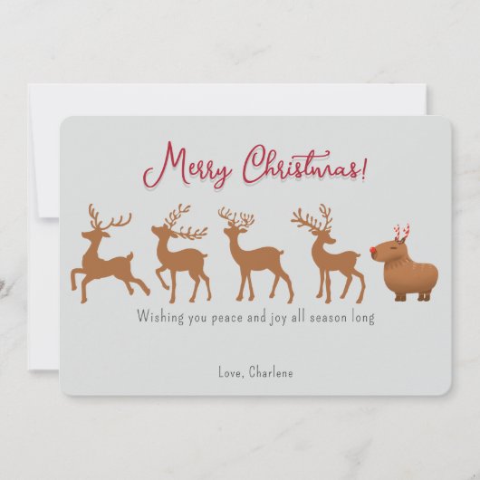 Grappige Capybara rendieren kerst Kaarten (Voorkant)