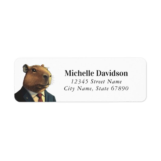 Grappige Capybara retour adreslabels Etiket (Voorkant)