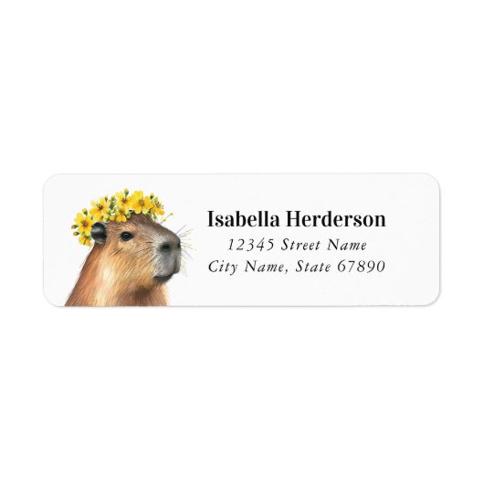 Grappige Capybara retour adreslabels Etiket (Voorkant)