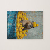 Grappige Capybara Rubber Eend Zwembad Legpuzzel (Horizontaal)