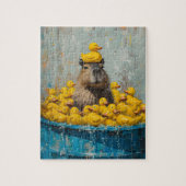 Grappige Capybara Rubber Eend Zwembad Legpuzzel (Verticaal)
