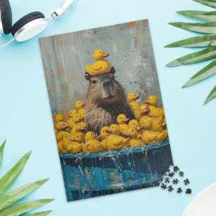 Grappige Capybara Rubber Eend Zwembad Legpuzzel