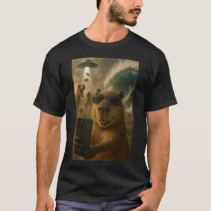 Grappige Capybara Selfie Meme met dinosaurussen T-shirt