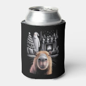 Grappige Capybara Selfie met Santa Capy Xmas Blikjeskoeler (Blikje Voorkant)