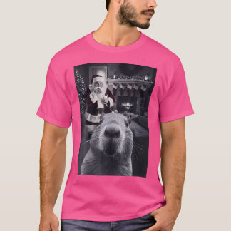 Grappige Capybara Selfie met Santa Capy Xmas knaag T-shirt