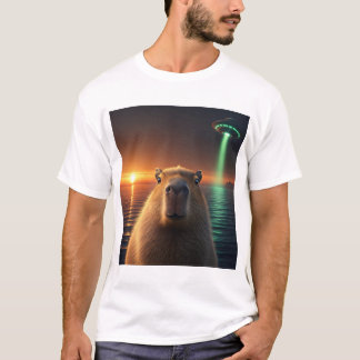 Grappige Capybara-selfie met UFO Raar T-shirt