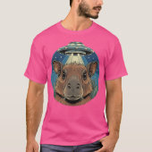 Grappige Capybara Selfie met UFO's Weird T-shirt (Voorkant)