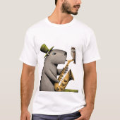 Grappige Capybara speelt saxofoon met uil T-shirt (Voorkant)