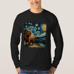 Grappige Capybara Sterrennacht kunstdieren advert T-shirt