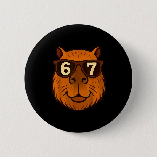 Grappige Capybara Sungles 67 Zes Zeven Meme Ronde Button 5,7 Cm (Voorkant)
