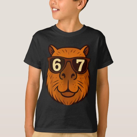 Grappige Capybara Sungles 67 Zes Zeven Meme T-shirt (Voorkant)