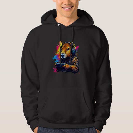 Grappige Capybara T-shirt Gamepad Hoofdtelefoon Vi (Voorkant)