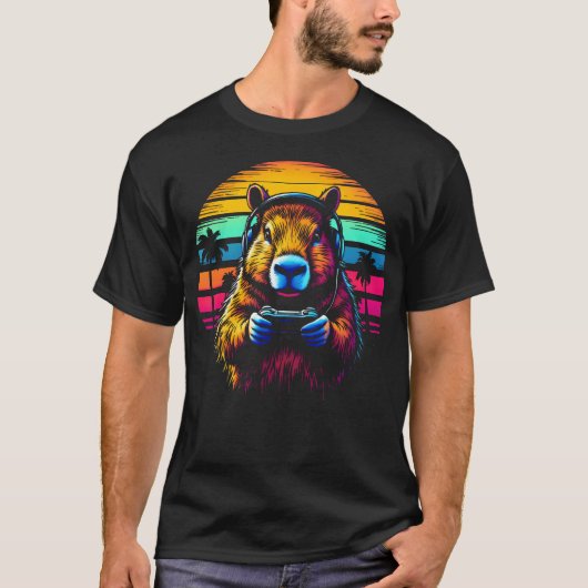 Grappige Capybara T-shirt Gamepad Hoofdtelefoon Vi (Voorkant)