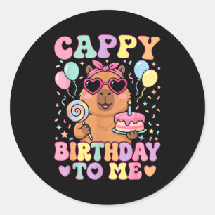 Grappige capybara verjaardag voor lieve meisjes ve ronde sticker