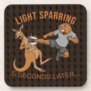 Grappige Capybara vs Kangoeroe Licht Sparring MMA  Bier Onderzetter