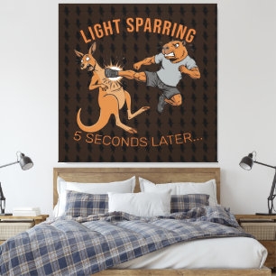 Grappige Capybara vs Kangoeroe Licht Sparring MMA Canvas Afdruk