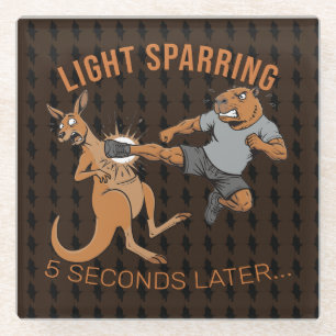 Grappige Capybara vs Kangoeroe Licht Sparring MMA Glazen Onderzetter