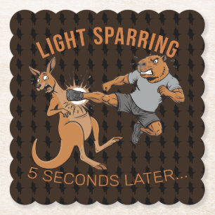 Grappige Capybara vs Kangoeroe Licht Sparring MMA  Kartonnen Onderzetters