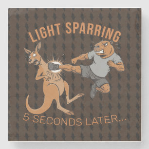 Grappige Capybara vs Kangoeroe Licht Sparring MMA Stenen Onderzetter