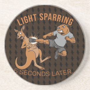 Grappige Capybara vs Kangoeroe Licht Sparring MMA Zandsteen Onderzetter