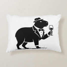 Grappige Capybara Wijn Glas Minimalistische Modern Accent Kussen