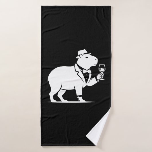 Grappige Capybara Wijn Glas Minimalistische Modern Badhanddoek (Badhanddoek)