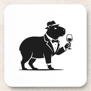 Grappige Capybara Wijn Glas Minimalistische Modern Bier Onderzetter