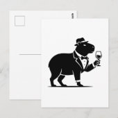 Grappige Capybara Wijn Glas Minimalistische Modern Briefkaart (Voorkant / Achterkant)