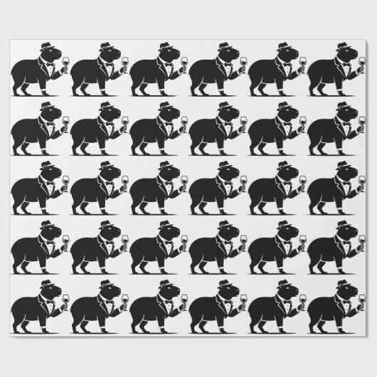 Grappige Capybara Wijn Glas Minimalistische Modern Cadeaupapier (Vlak)